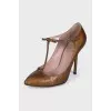 Leather T-strap shoes