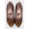 Leather T-strap shoes