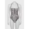 Animal Print Swimsuit with Tag