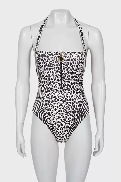 Animal Print Swimsuit with Tag