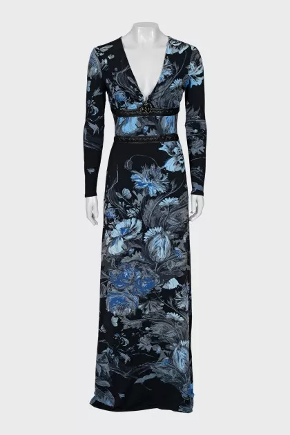 Bodycon Dress with Metallic Flower