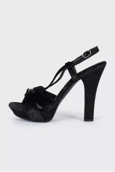 Textile sandals with shiny buckle