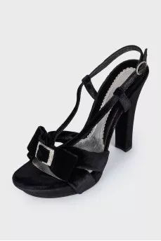 Textile sandals with shiny buckle