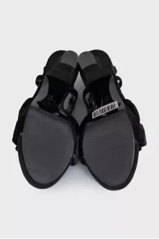 Textile sandals with shiny buckle