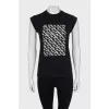 Black T-shirt with silver print