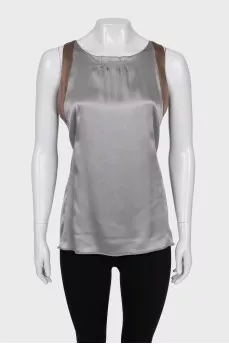 Silk T-shirt in gray