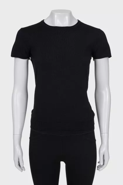 Black Slim Fit Wool T-Shirt