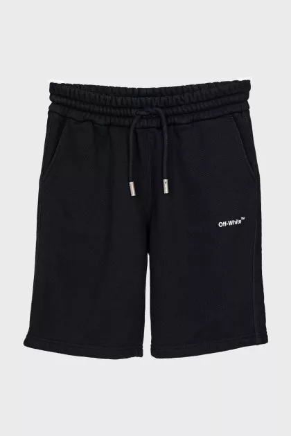 Black shorts with a signature print