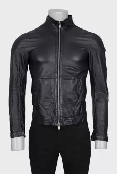 Men's black leather jacket