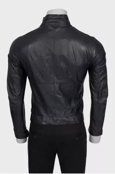 Men's black leather jacket