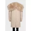 Beige parka insulated with fur