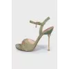 Suede sandals with gold stiletto heels
