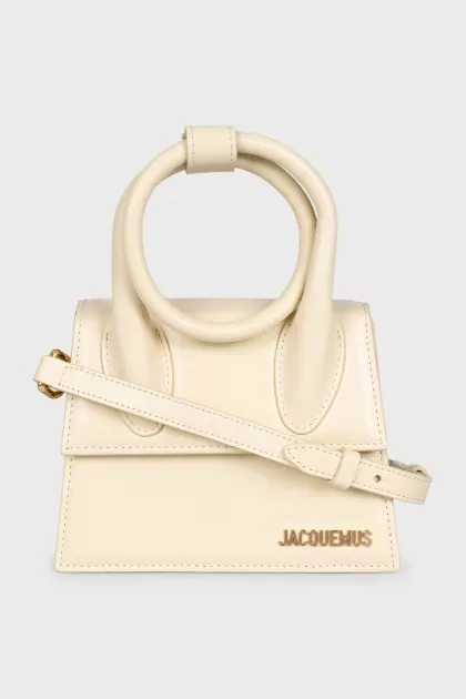 Beige leather bag Le Chiquito Noeud