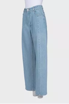 Light blue wide-leg jeans