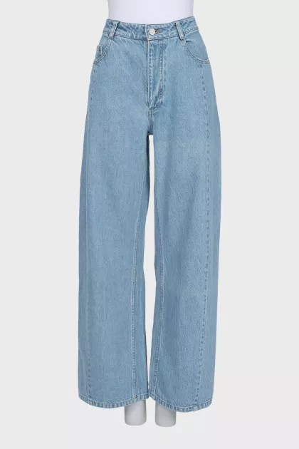 Light blue wide-leg jeans