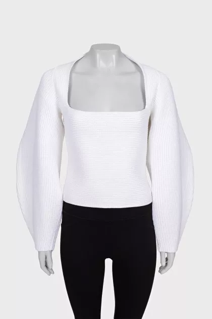 Knitted jumper with a square neckline