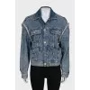 Denim jacket with rhinestones and patch pockets