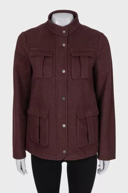 Burgundy zip-up coat