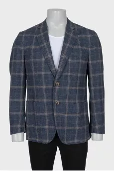 Men's single-breasted checked jacket