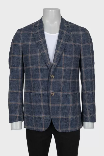 Men's single-breasted checked jacket