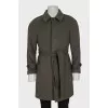 Men's wool and cashmere coat with belt