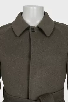 Men's wool and cashmere coat with belt