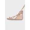Leather lace-up sandals with zip closure