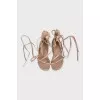 Leather lace-up sandals with zip closure
