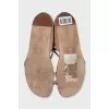 Leather lace-up sandals with zip closure