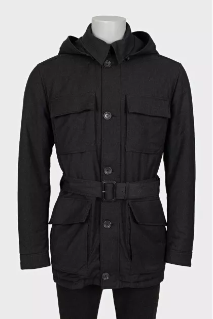 Men's wool jacket with patch pockets