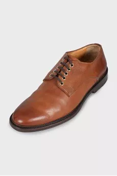 Men's brown leather lace-up shoes