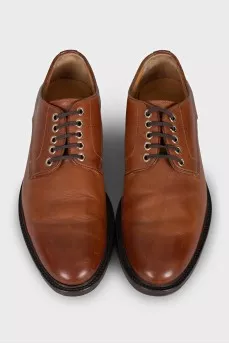 Men's brown leather lace-up shoes