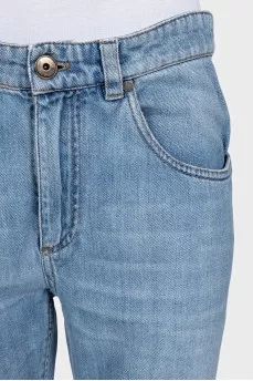 Tapered jeans with raw hem