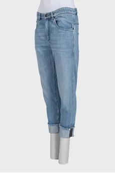 Tapered jeans with raw hem