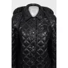 Black quilted straight-cut coat with logo