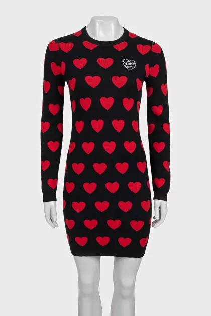 Heart Print Bodycon Dress