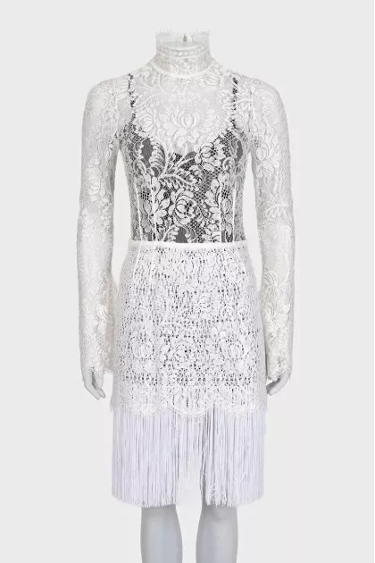 Lace dress with a high collar