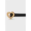 Leather belt with a heart-shaped buckle