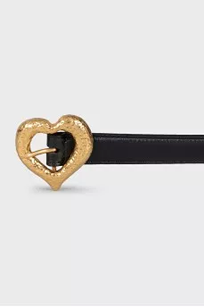 Leather belt with a heart-shaped buckle