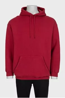 Men's red hoodie with a print on the back
