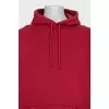 Men's red hoodie with a print on the back