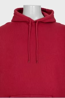 Men's red hoodie with a print on the back