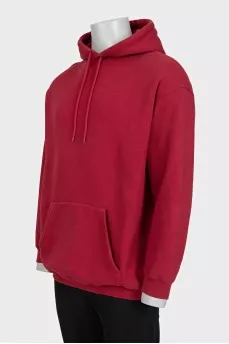 Men's red hoodie with a print on the back