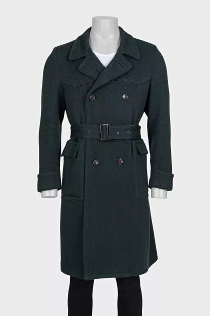 Men's striped wool coat