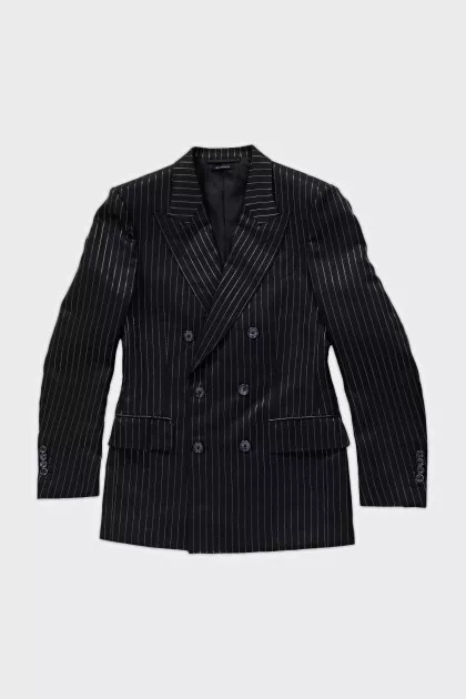 Men's black striped suit