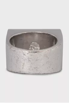 Silver ring with two-tone crystals
