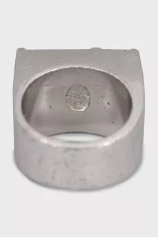 Silver ring with two-tone crystals