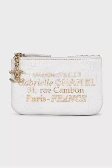 White leather coin purse