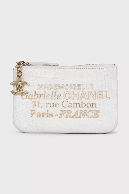 White leather coin purse