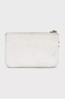 White leather coin purse